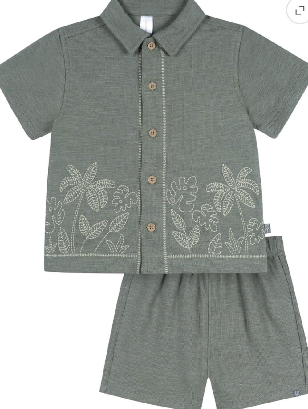 Modern Moments by Gerber Toddler Boy Button Front Shirt with Embroidery Set, 2-P